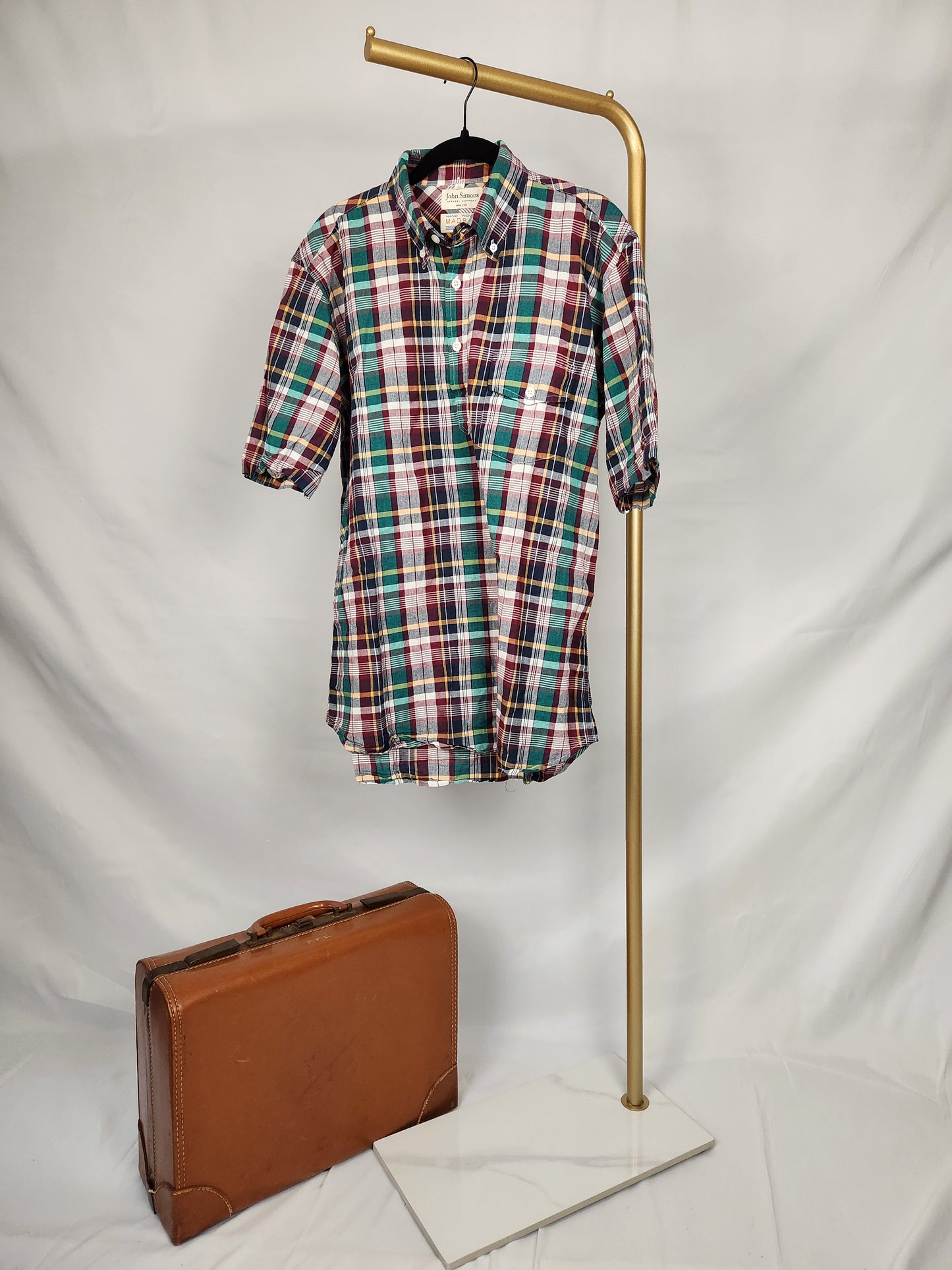 John Simons Madras Pop- Over Short Sleeve