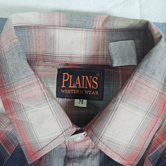 70's Pearl Snap Western Shirt - Plains - M