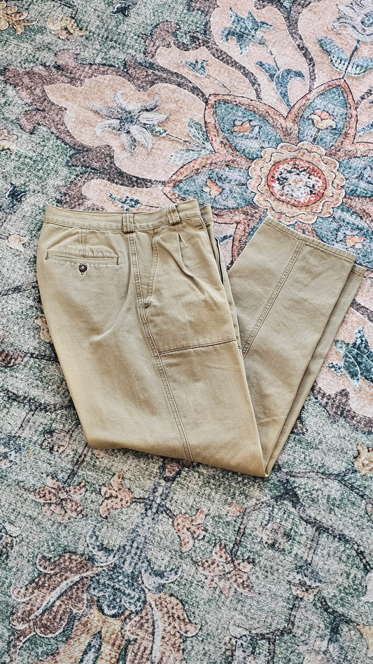 90's Gap Pleated Patch Pocket Chinos - 31 x 30