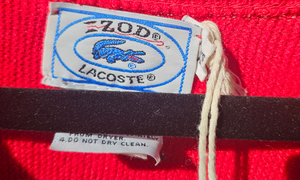60s / 70s Izod x Lacoste Blue Alligator Acrylic Sweater - XL