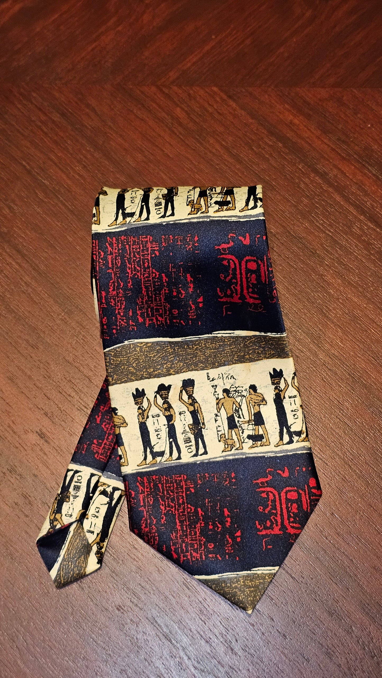 90's Rene Chagal Egyptian Hieroglyphs Tie
