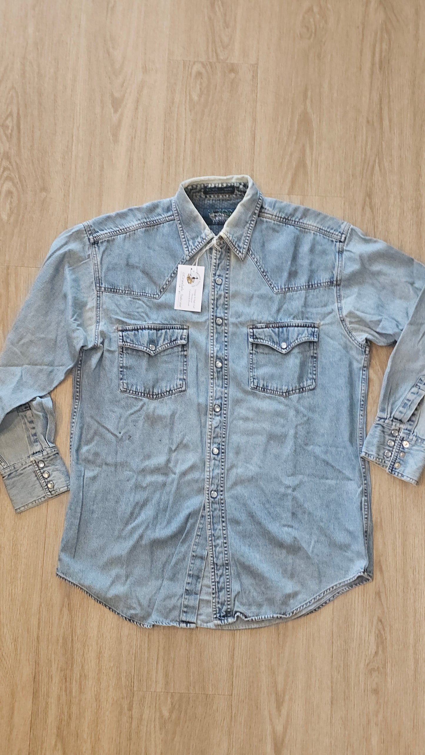 Distressed & Frayed - Salmon River Traders Western Snap Shirt - 90's M