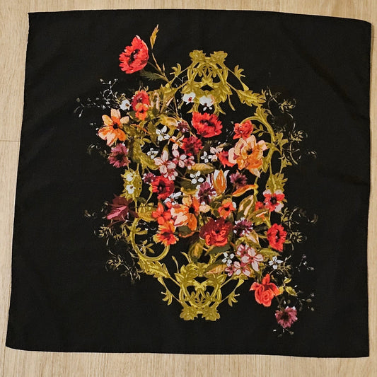 Unbranded Black and Floral Pocket Square