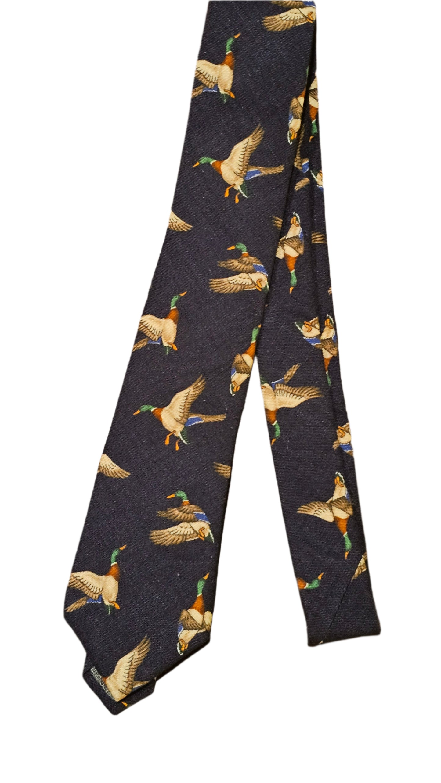 Navy tie with duck pattern
