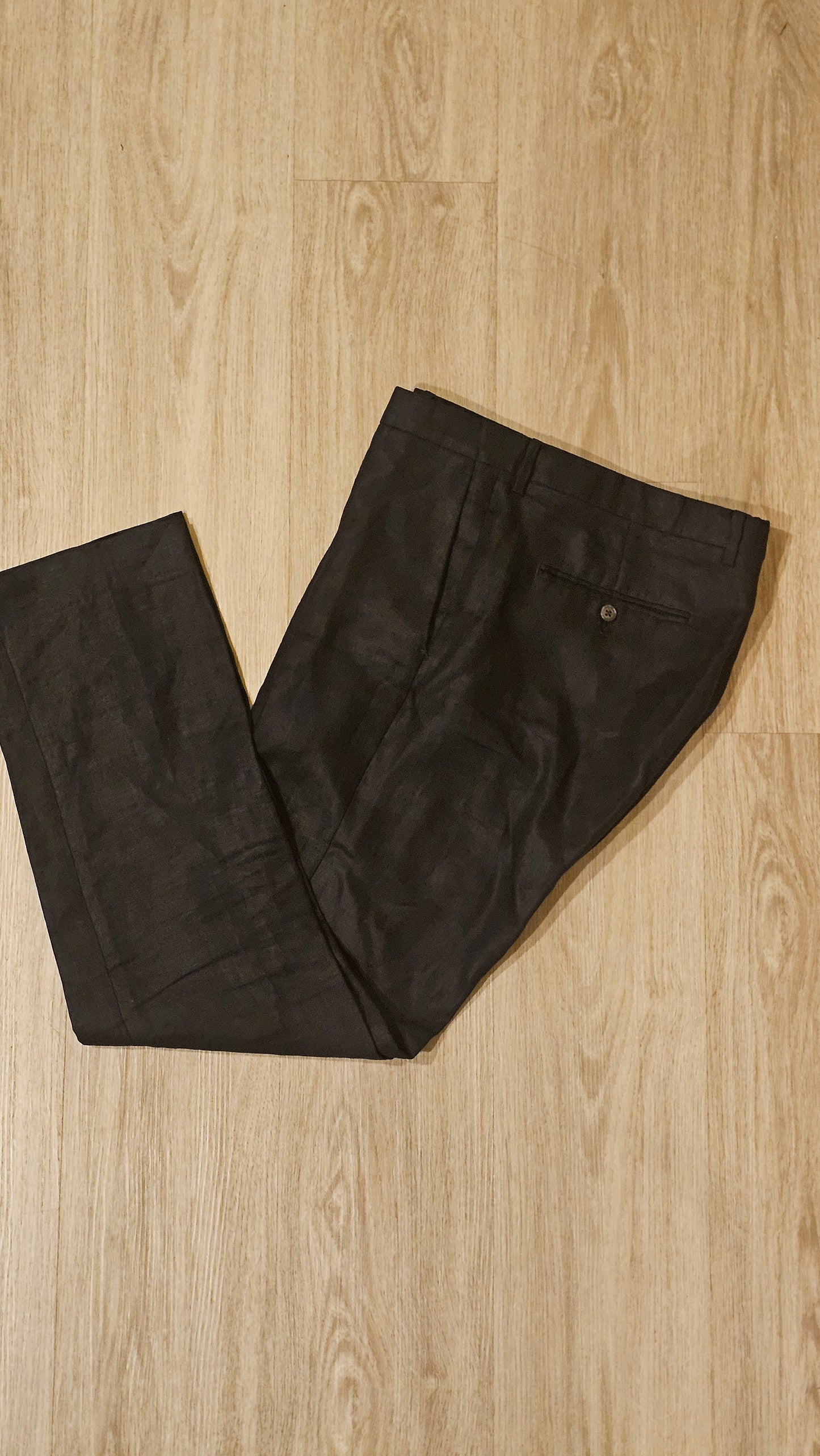 J Crew Blue Flat Front Linen Trousers 34/34