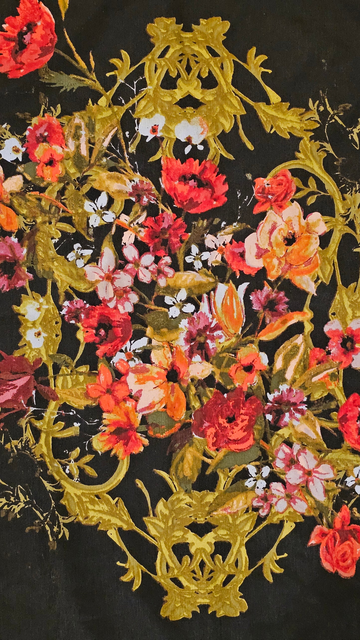 Unbranded Black and Floral Pocket Square