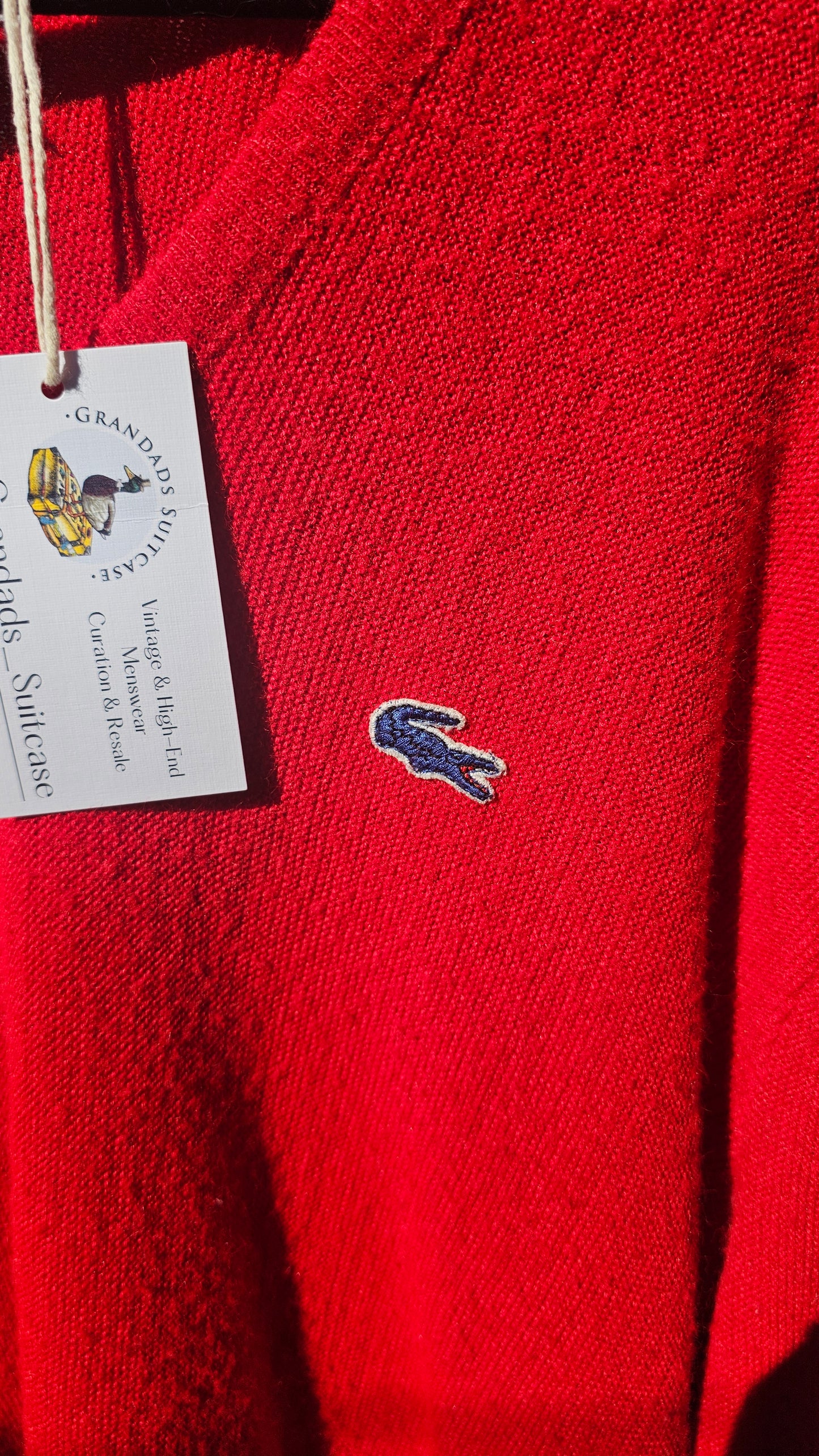 60s / 70s Izod x Lacoste Blue Alligator Acrylic Sweater - XL