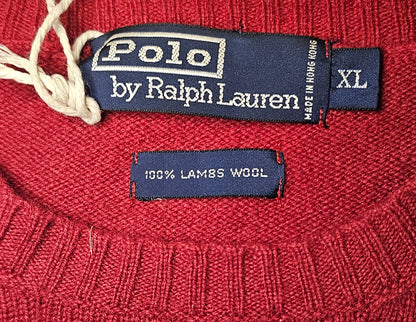 90's Polo Ralph Lauren Red Crewneck Sweater - XL