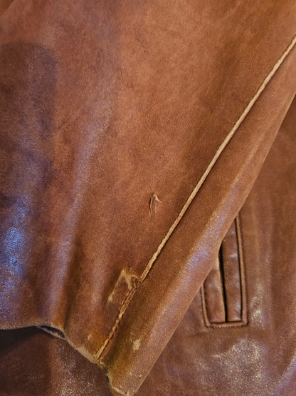 70's Worn and Thrashed Leather Jacket - 48