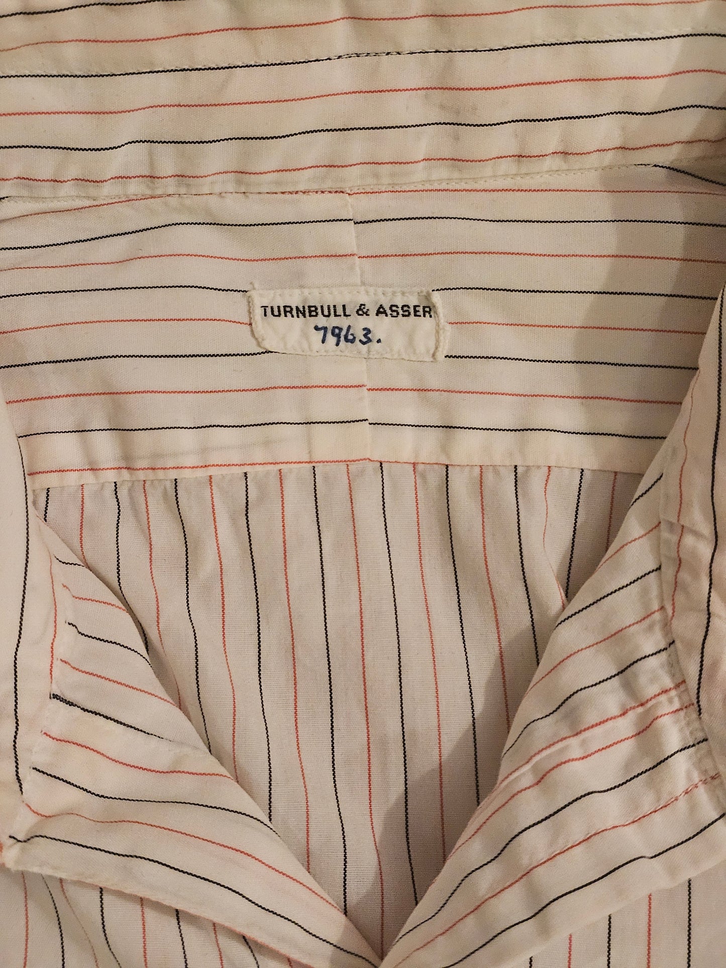 60's Turnbull and Asser Bespoke - White Stripes - 21.5 x 30