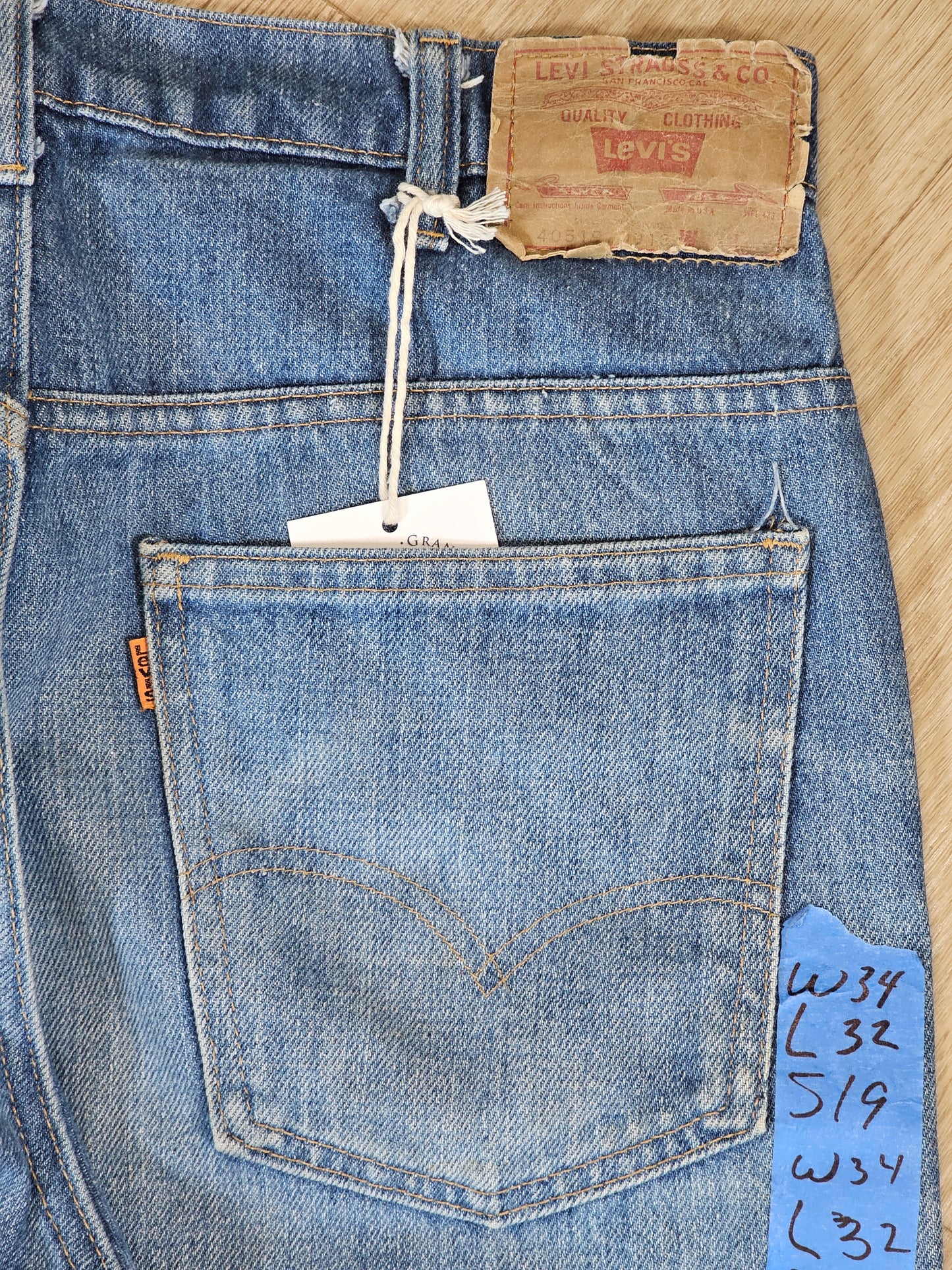 70s levis 519s 34 x 32 MIUSA