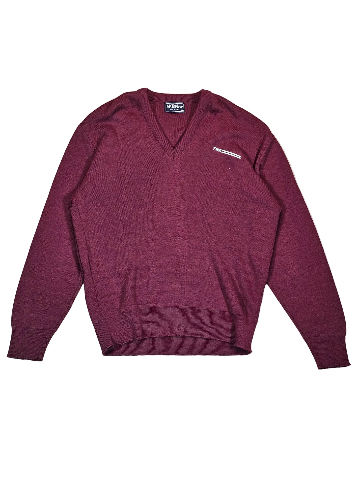 80's TWA Acrylic V Neck Sweater - M/L