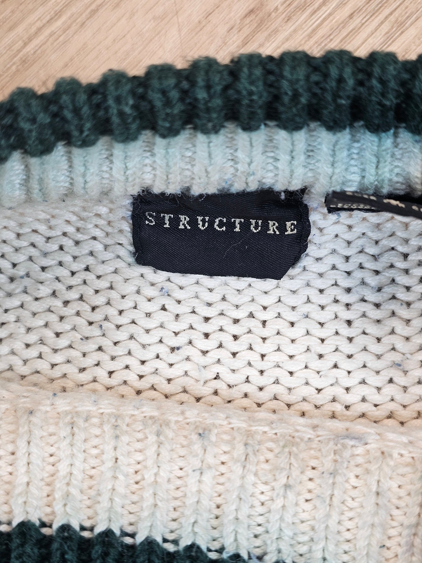 90's Structure Fair Isle Knit Cotton Sweater - M