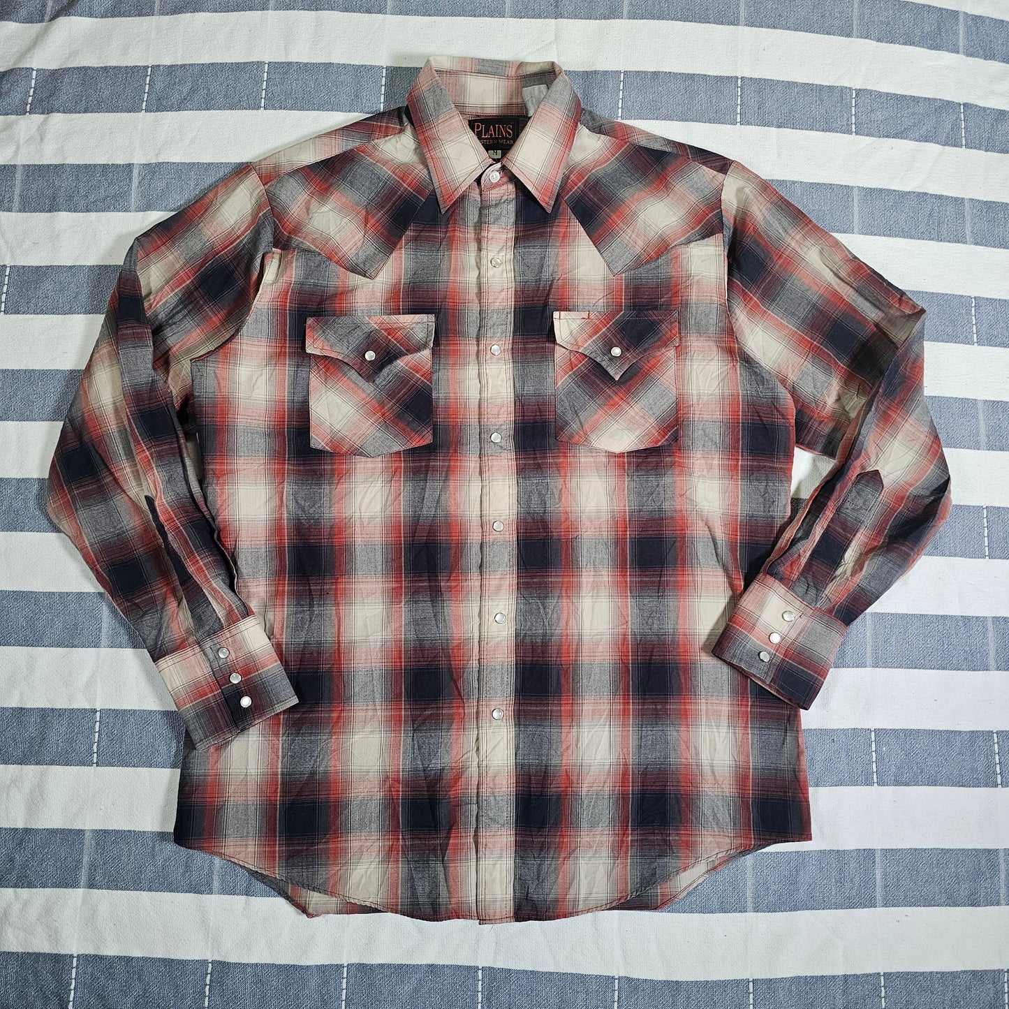 70's Pearl Snap Western Shirt - Plains - M