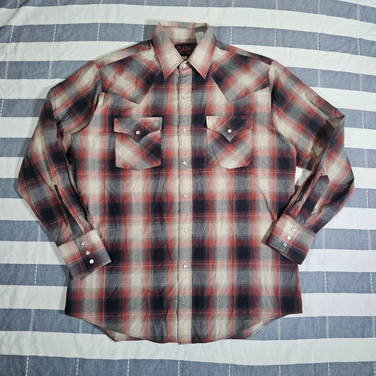 70's Pearl Snap Western Shirt - Plains - M