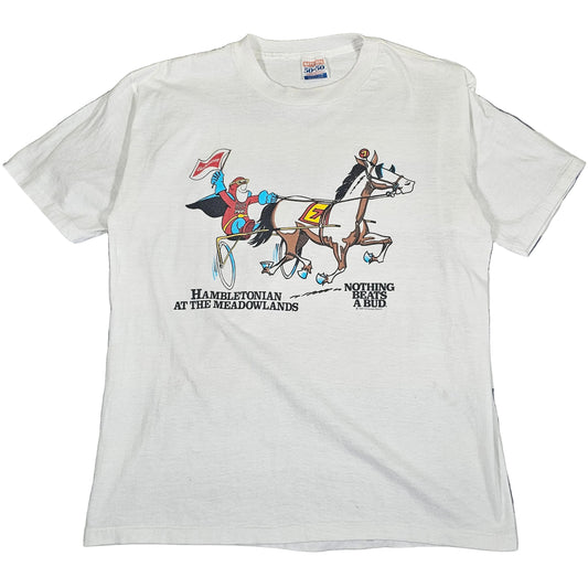 Bud Man - 1990 Budweiser Bud Man Horse Race T - XL - 22 x 27