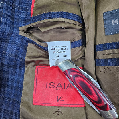 Isaia Multi Check S140s Wool Blazer - IT54 US42