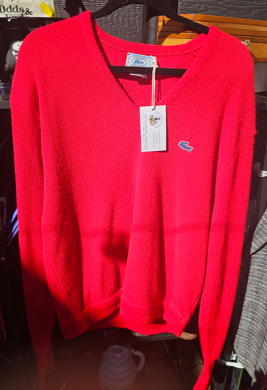 60s / 70s Izod x Lacoste Blue Alligator Acrylic Sweater - XL