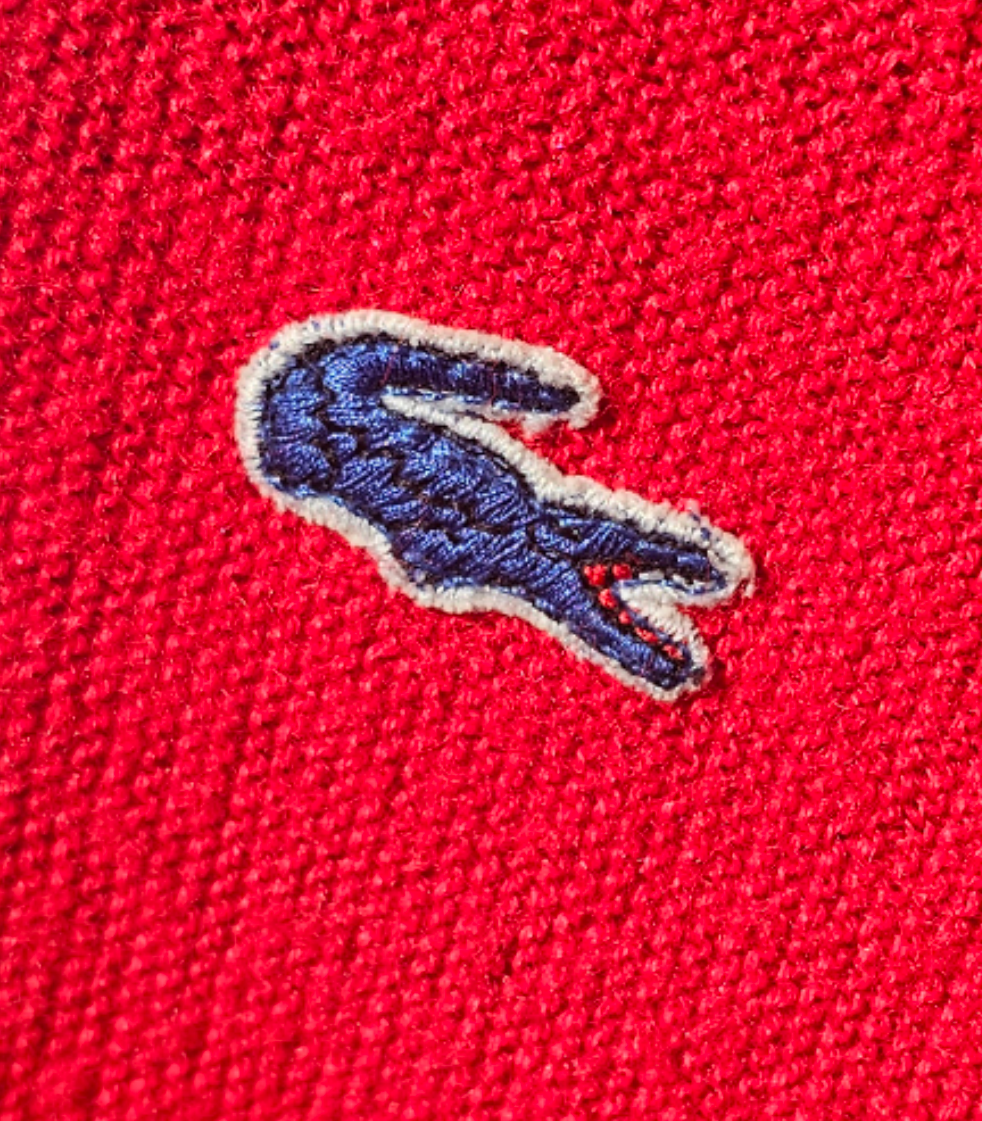 60s / 70s Izod x Lacoste Blue Alligator Acrylic Sweater - XL