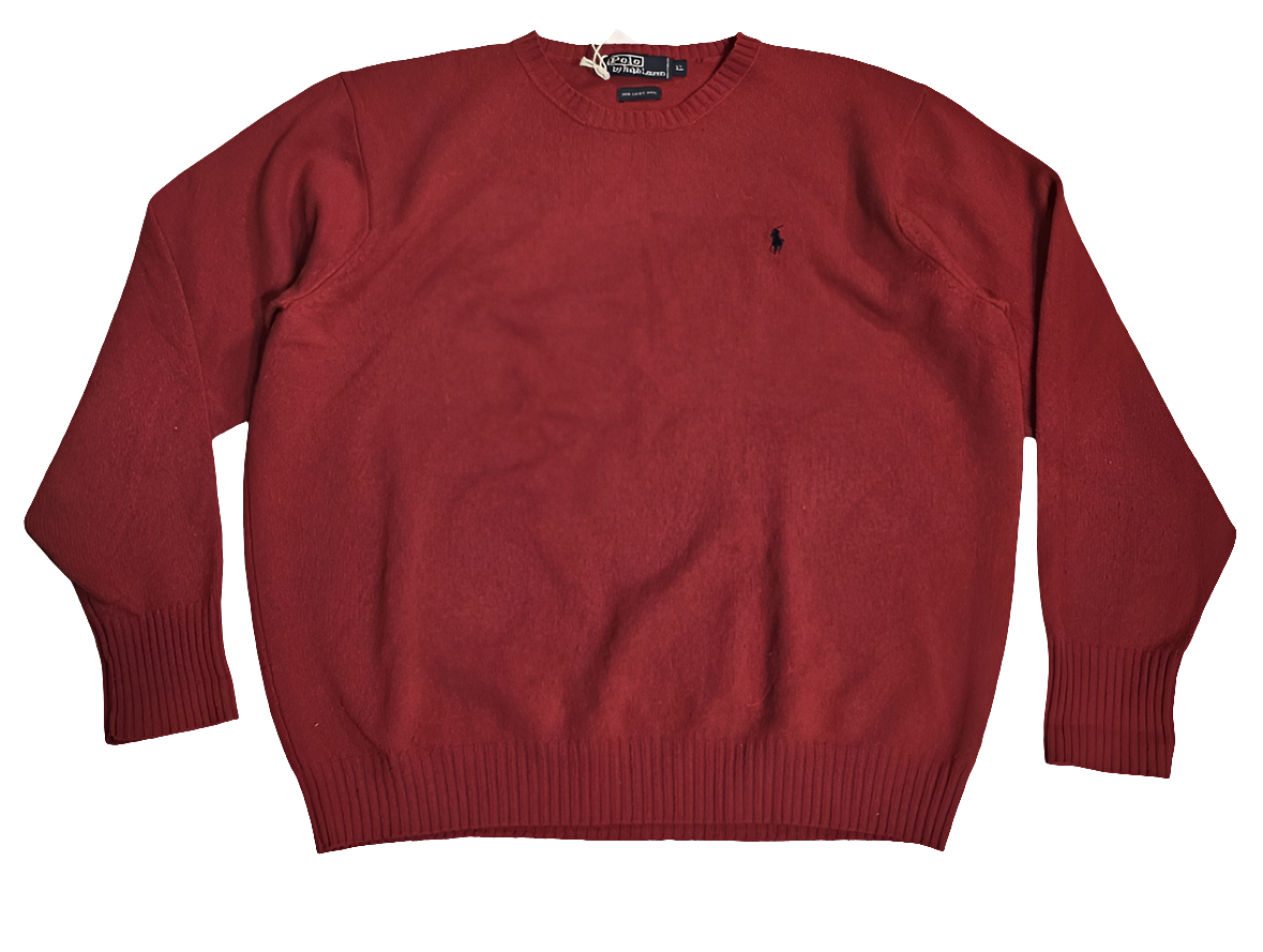 90's Polo Ralph Lauren Red Crewneck Sweater - XL