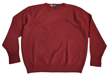 90's Polo Ralph Lauren Red Crewneck Sweater - XL