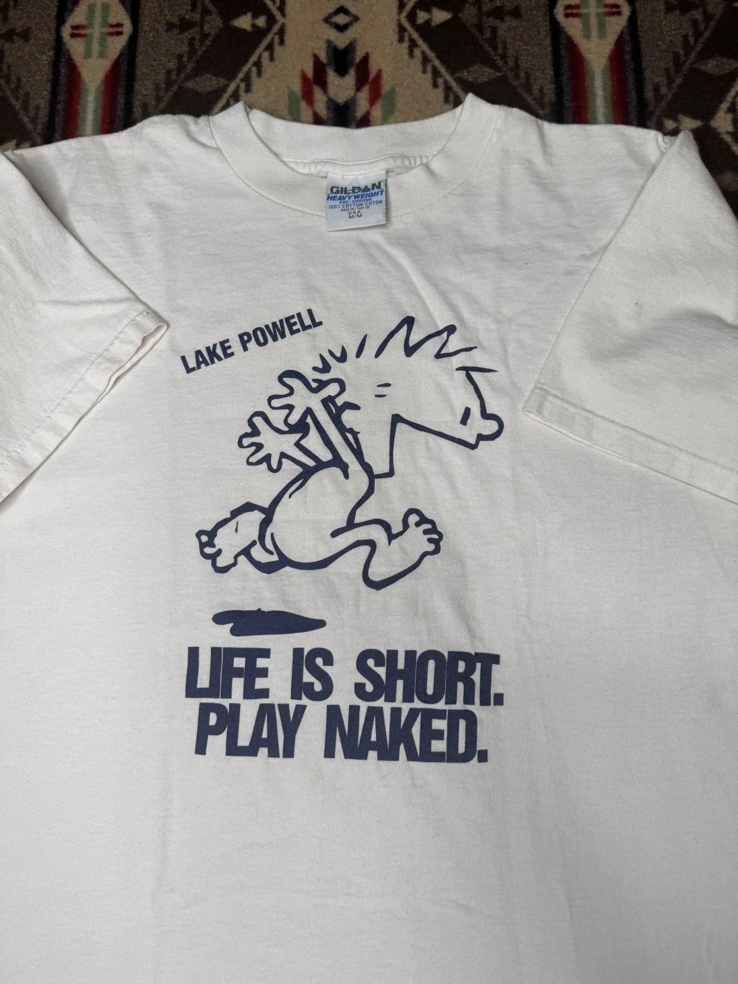 90s single Calvin and Hobbes "Life is Short Play Naked" T - M