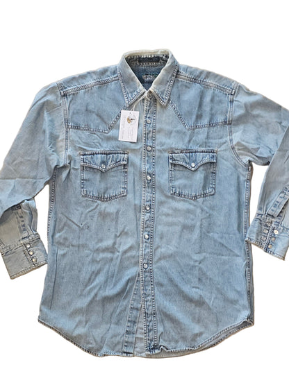 Distressed & Frayed - Salmon River Traders Western Snap Shirt - 90's M