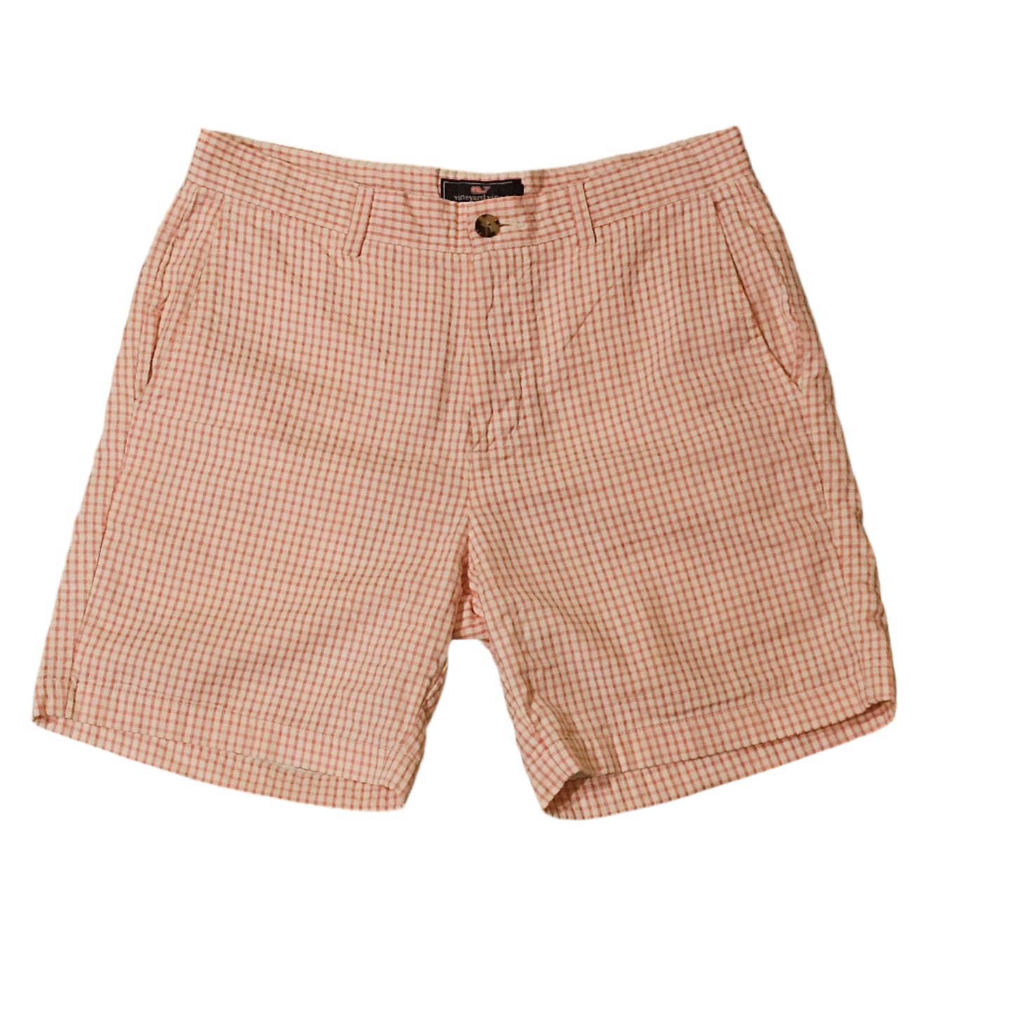Men's Vineyard Vines Pink Gingham Seersucker "Breaker" Shorts 32x10