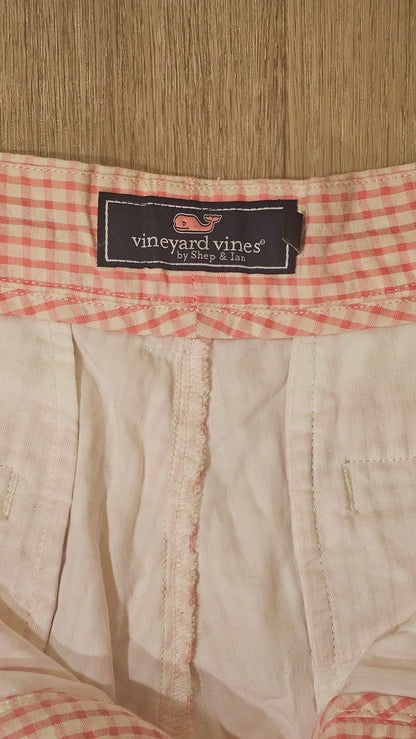 Men's Vineyard Vines Pink Gingham Seersucker "Breaker" Shorts 32x10