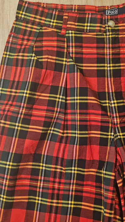 90's Polo Ralph Lauren Red Madras Shorts - MITUSA