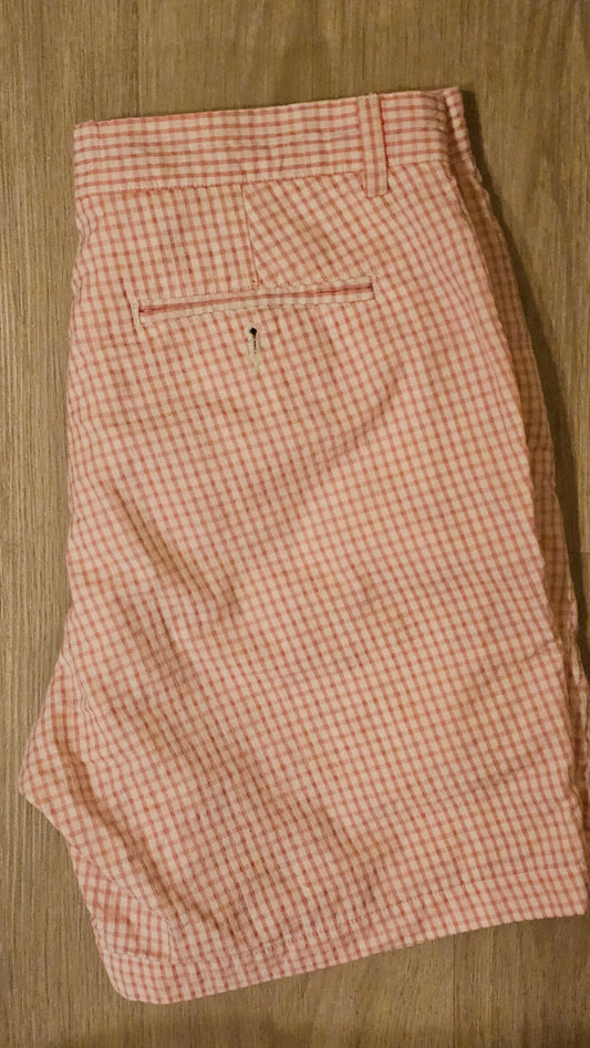Men's Vineyard Vines Pink Gingham Seersucker "Breaker" Shorts 32x10