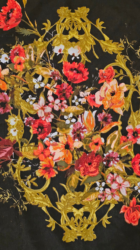 Unbranded Black and Floral Pocket Square