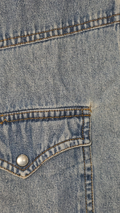 Distressed & Frayed - Salmon River Traders Western Snap Shirt - 90's M